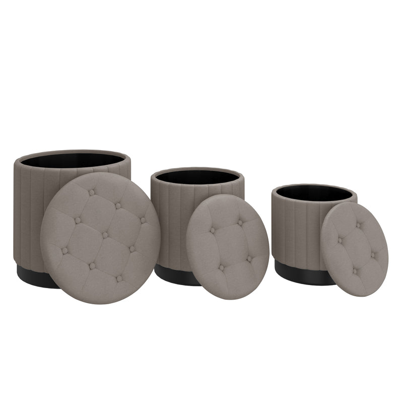 3. "Lexi Round Storage Ottoman Set - Convenient and Versatile"