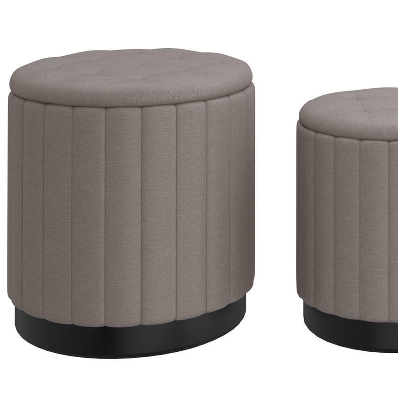 6. "Warm Grey and Black Ottoman Set - Organize and Declutter with Ease"