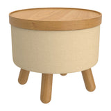1. "Betsy Round Storage Ottoman with Tray in Beige and Natural - Versatile and Stylish"