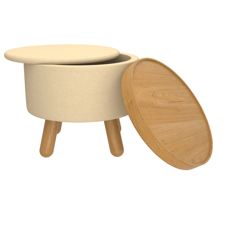 5. "Betsy Round Storage Ottoman - Convenient Tray and Stylish Design"
