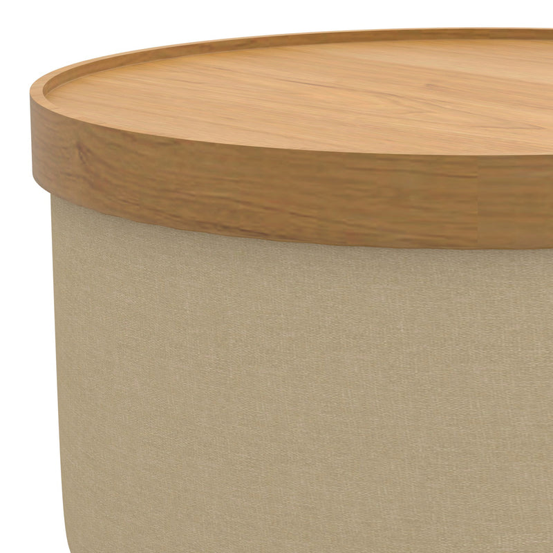 7. "Betsy Round Storage Ottoman - Beige and Natural Color Combination"