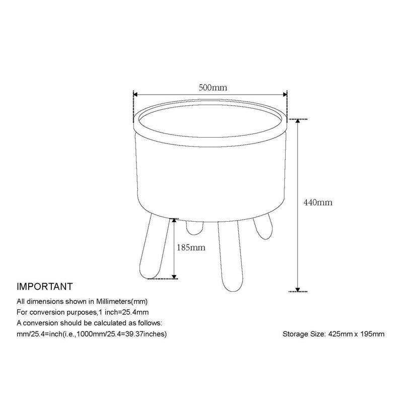 8. "Versatile Round Storage Ottoman with Tray - Beige and Natural Finish"