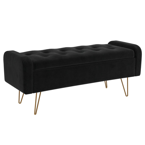 1. "Sabel Storage Ottoman/Bench in Black and Aged Gold - Stylish and Functional Furniture"