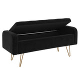 3. "Sabel Ottoman/Bench in Black and Aged Gold - Elegant Storage Furniture"