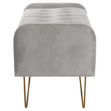 4. "Grey and Aged Gold Ottoman/Bench - Chic and Space-saving Storage Solution"