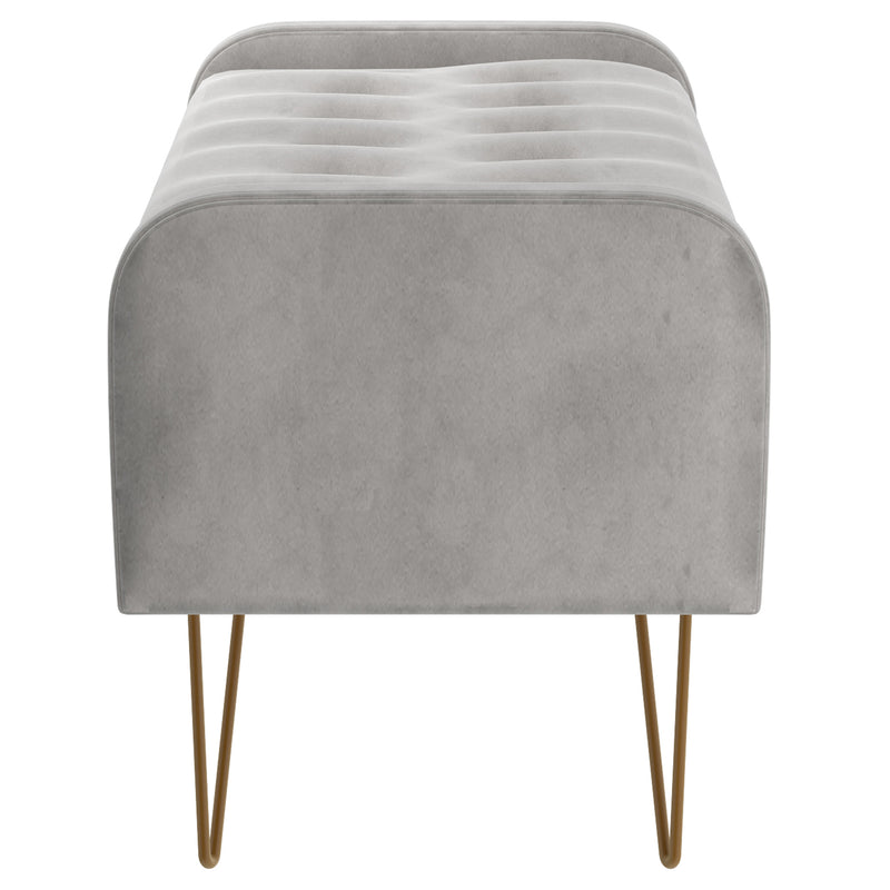 4. "Grey and Aged Gold Ottoman/Bench - Chic and Space-saving Storage Solution"