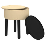 3. "Polly Round Ottoman with Tray - Convenient Storage Solution in Beige and Black"