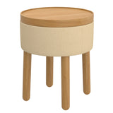 1. "Polly Round Storage Ottoman with Tray in Beige and Natural - Versatile and Stylish"