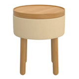 4. "Stylish Beige and Natural Round Ottoman with Tray - Perfect for Small Spaces"