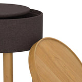 6. "Charcoal and Natural Round Storage Ottoman - Ideal for Organizing and Relaxing"