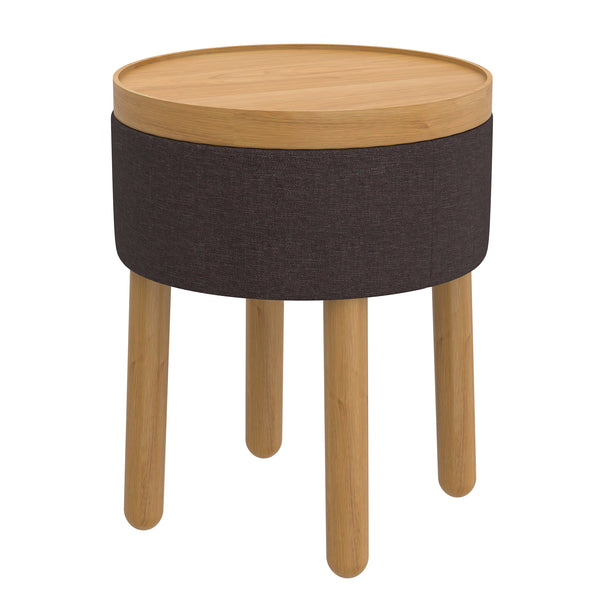 1. "Polly Round Storage Ottoman with Tray in Charcoal and Natural - Versatile and Stylish"
