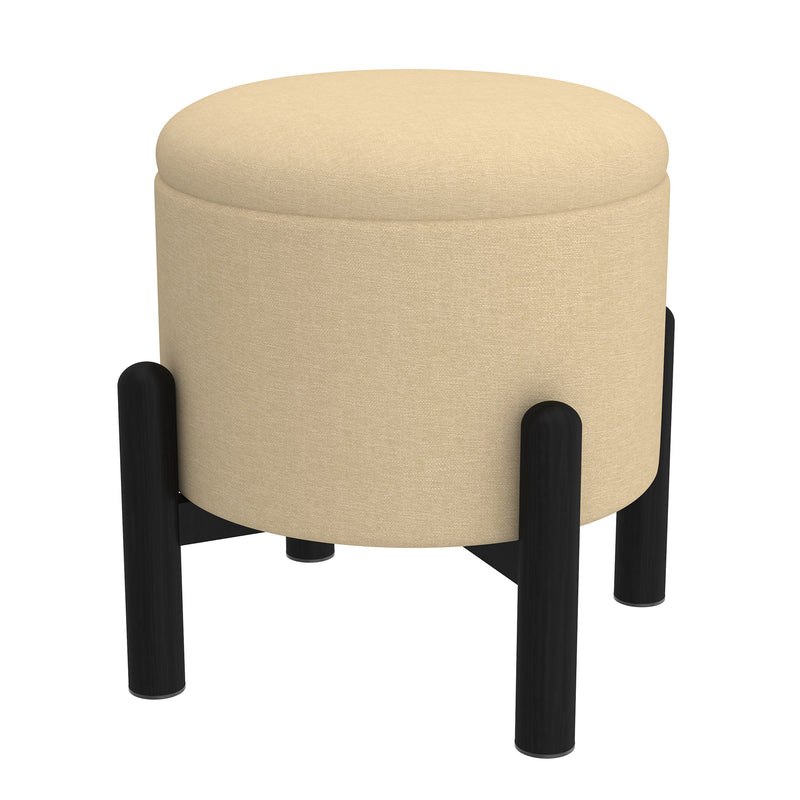 1. "Heidi Round Storage Ottoman in Beige and Black - Stylish and Functional"