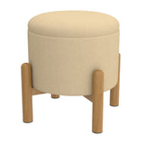 1. "Heidi Round Storage Ottoman in Beige and Natural - Stylish and Functional"