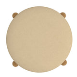 6. "Beige and Natural Round Ottoman - Stylish Addition to Any Room"