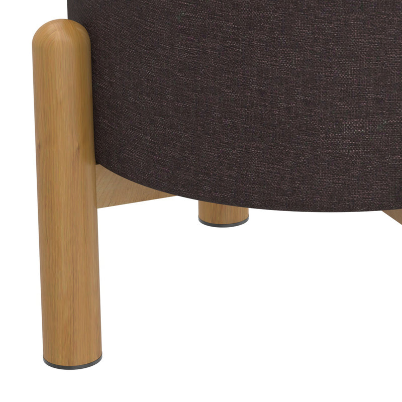 4. "Versatile Round Storage Ottoman - Charcoal and Natural Color"
