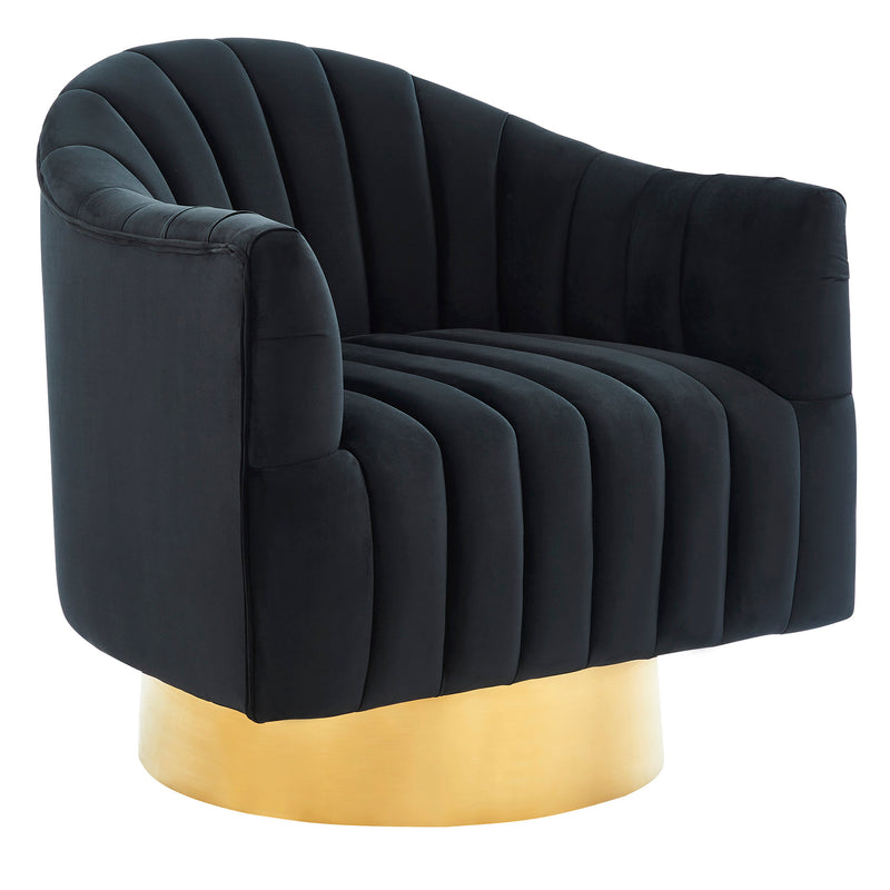 4. "Comfortable and durable Cortina Accent Chair in Black and Gold"