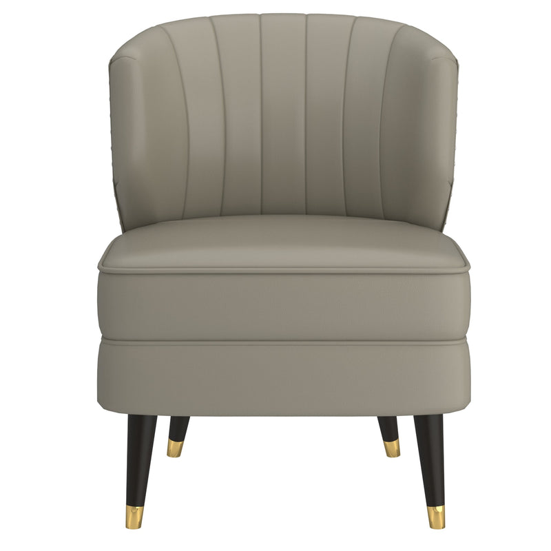 4. "Comfortable Kyrie Accent Chair in Grey-Beige and Espresso - Perfect for relaxation"