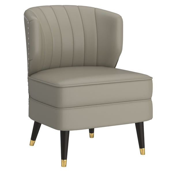 1. "Kyrie Accent Chair in Grey-Beige and Espresso - Stylish and comfortable seating option"