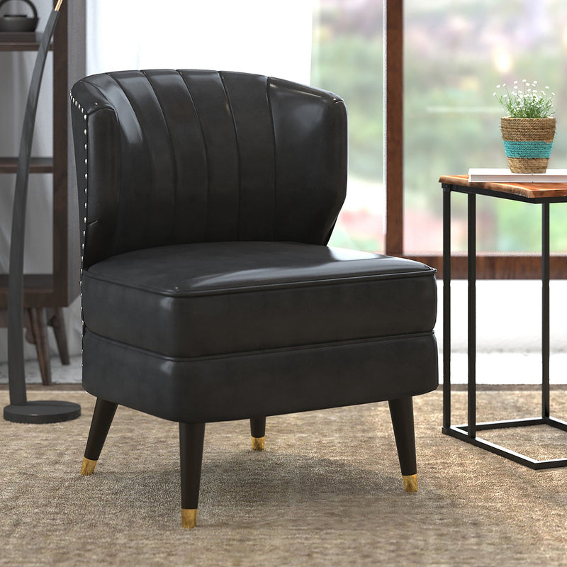 2. "Grey and Espresso Kyrie Accent Chair - Enhance your living space with this elegant piece"
