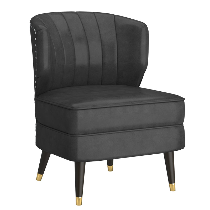 1. "Kyrie Accent Chair in Grey and Espresso - Stylish and comfortable seating option"