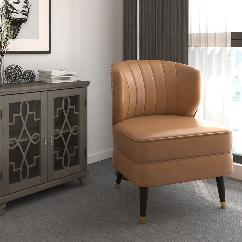 2. "Saddle and Espresso Kyrie Accent Chair - Enhance your living space with this elegant piece"