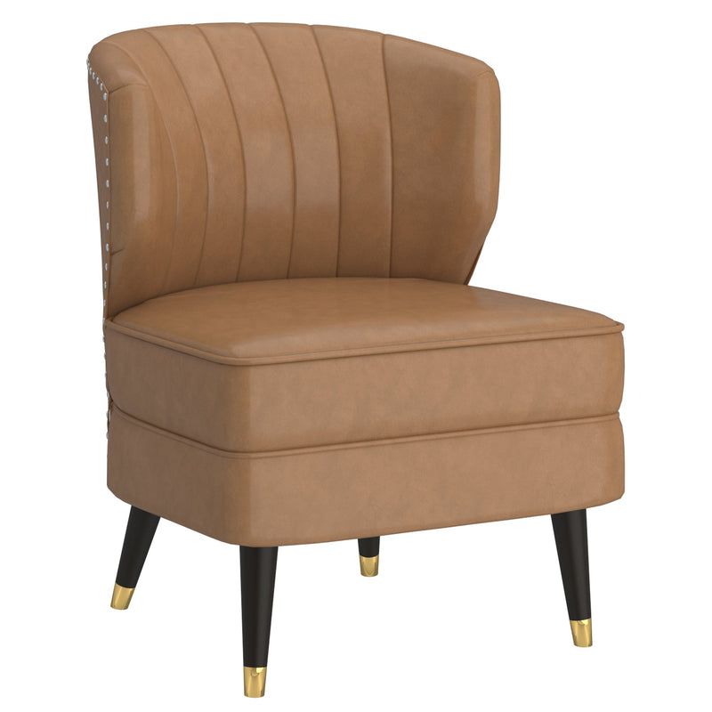 1. "Kyrie Accent Chair in Saddle and Espresso - Stylish and comfortable seating option"