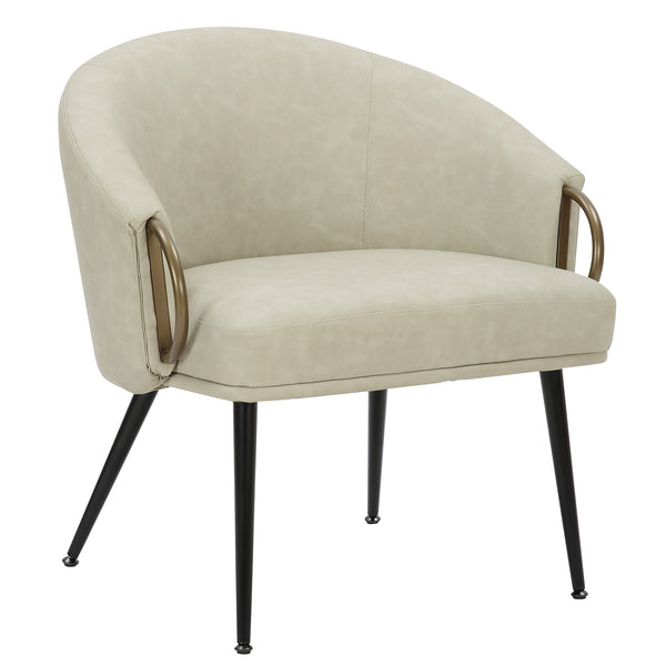 1. "Zita Accent Chair in Vintage Ivory Faux Leather and Black - Elegant and Comfortable Seating"