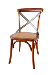1. "Cross Back Chair with Rattan Seat - Brown, perfect for rustic dining rooms"