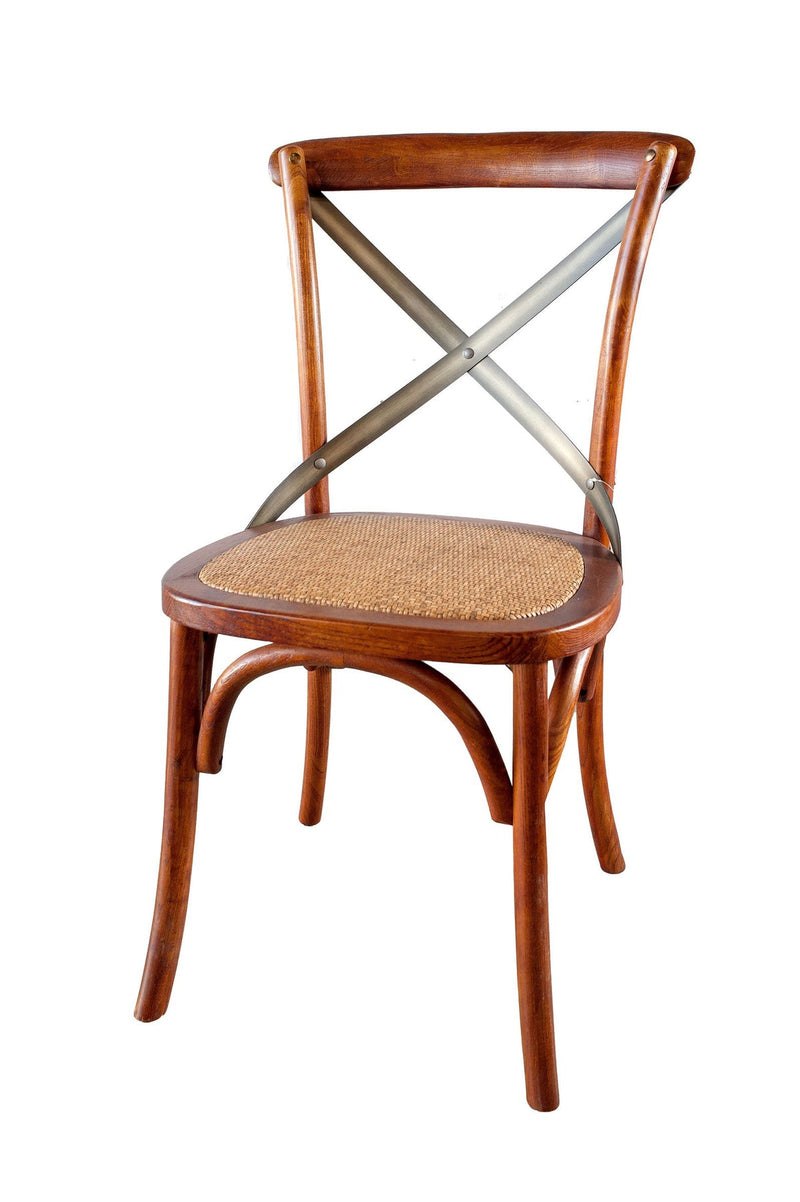 1. "Cross Back Chair with Rattan Seat - Brown, perfect for rustic dining rooms"