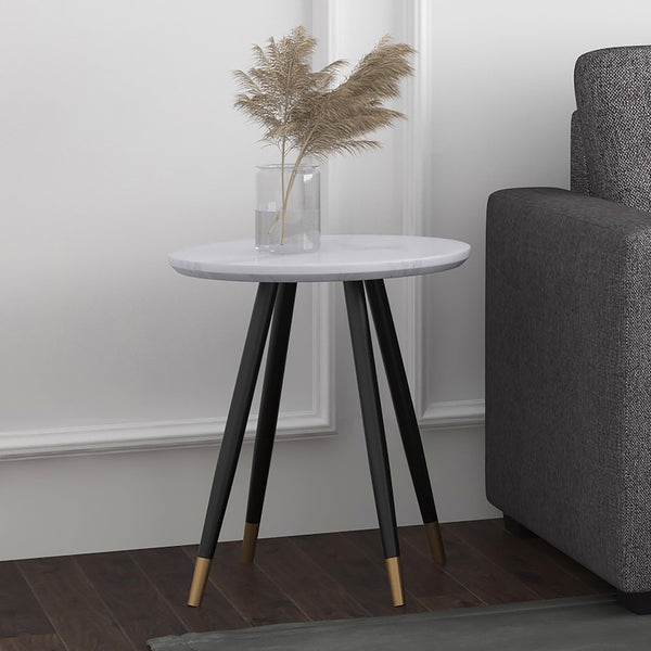 2. "White and Black Emery Round Accent Table - Modern home decor"