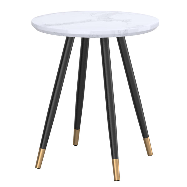 1. "Emery Round Accent Table in White and Black - Stylish and versatile furniture piece"