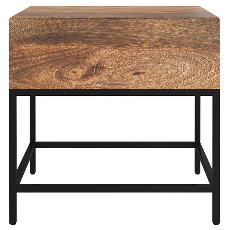 4. "Ojas Accent Table in Natural Burnt and Black - Durable and Long-lasting"