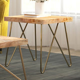 2. "Natural and Aged Gold Madox Accent Table - Perfect addition to any living space"