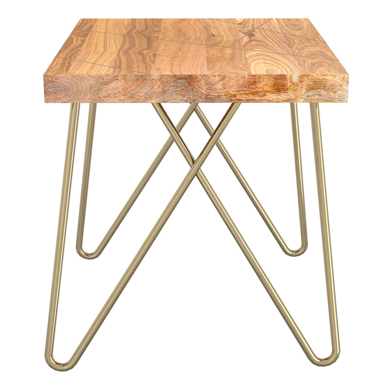 4. "Versatile Madox Accent Table in Natural and Aged Gold - Ideal for small spaces"
