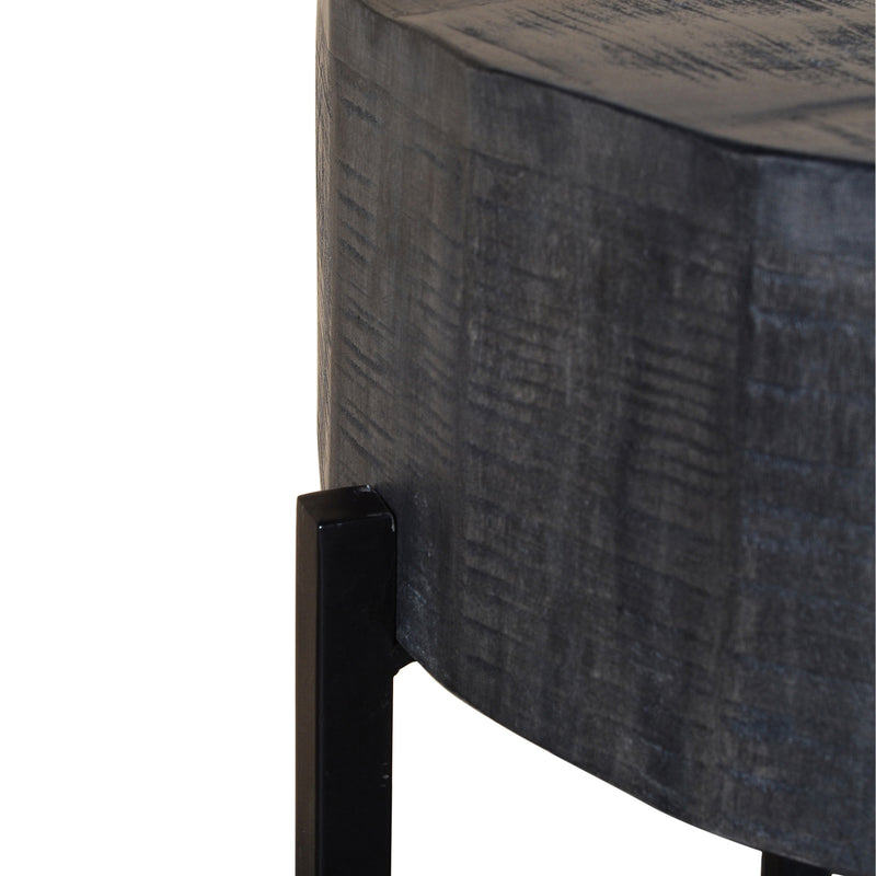 4. "Stylish Grey and Black Accent Table - Enhance your home decor with Blox Round Table"