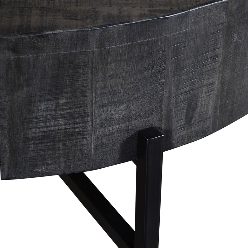 6. "Grey and Black Blox Round Accent Table - Sleek design for contemporary interiors"