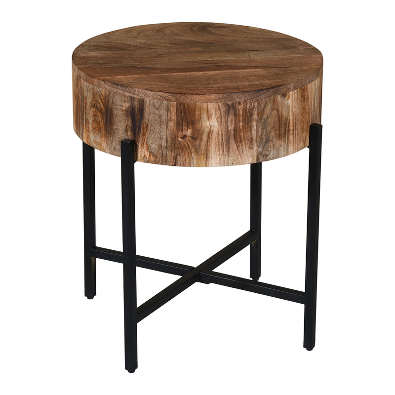 6. "Natural and Black Blox Round Accent Table - Enhance your living room decor"