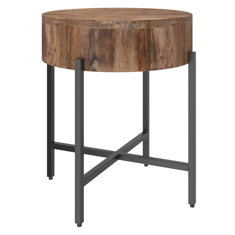 1. "Blox Round Accent Table in Natural and Black - Stylish and versatile furniture piece"