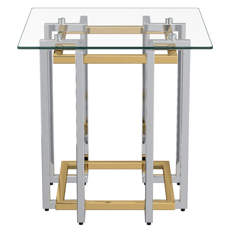 3. "Florina Accent Table - Medium-sized furniture with silver and gold finish"