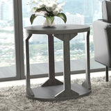 2. "Distressed Grey Avni Round Accent Table - Stylish addition to any room"