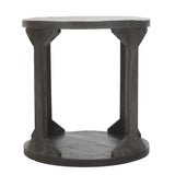 3. "Avni Round Accent Table - Distressed Grey finish for a rustic touch"