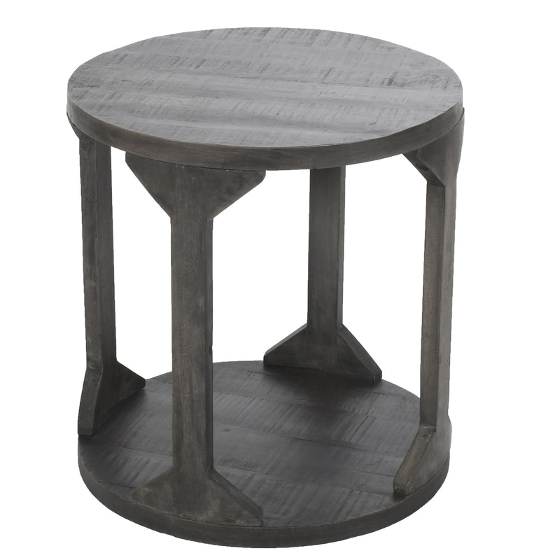 4. "Versatile Avni Round Accent Table in Distressed Grey - Perfect for small spaces"