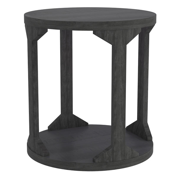 1. "Avni Round Accent Table in Distressed Grey - Elegant and versatile furniture piece"