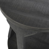 7. "Distressed Grey Avni Round Accent Table - Adds a touch of vintage charm to your space"