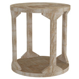 1. "Avni Round Accent Table in Distressed Natural - Elegant and versatile furniture piece"