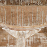 7. "Distressed Natural Avni Accent Table - Ideal for displaying decorative items"