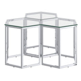 1. "Fleur 3pc Accent Table Set in Silver - Elegant and versatile furniture"