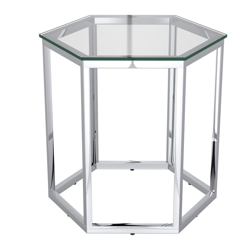 5. "Fleur 3pc Accent Table Set in Silver - Contemporary design for modern homes"