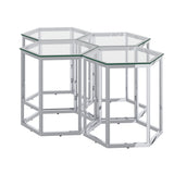 6. "Fleur 4pc Accent Table Set - Silver finish with intricate detailing for a luxurious look"