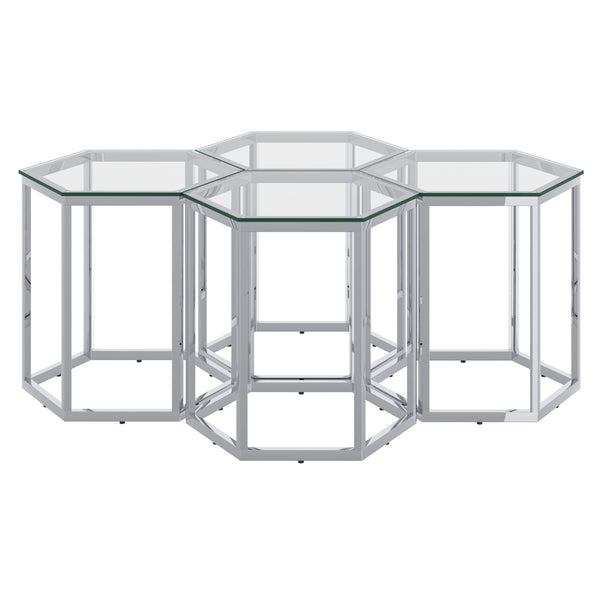 1. "Fleur 4pc Accent Table Set in Silver - Elegant and versatile furniture for your living space"